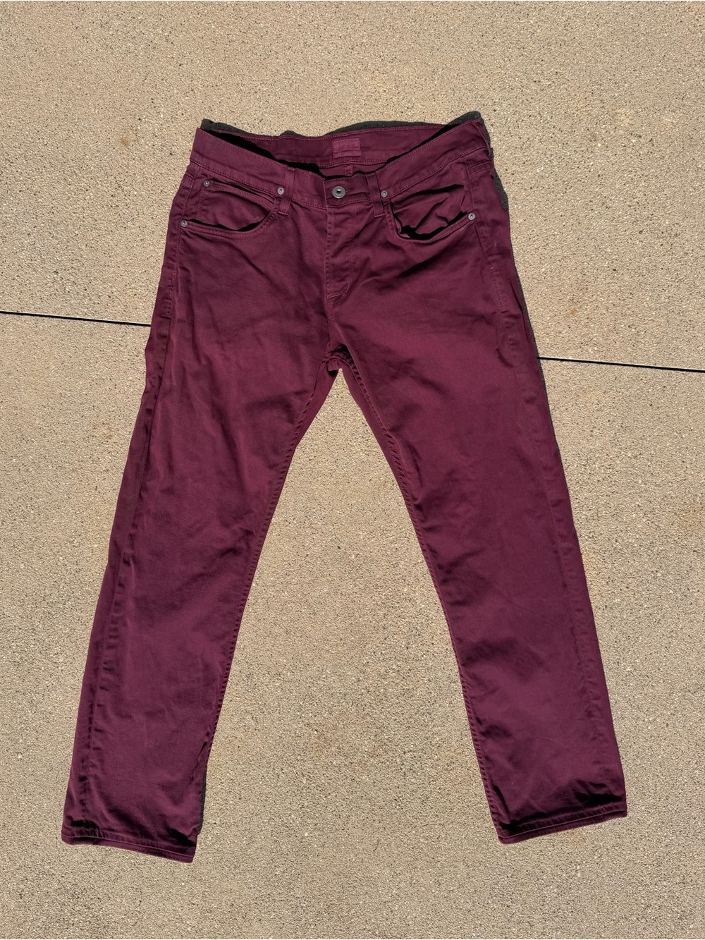 Men's Hudson Byron Straight Leg Jeans in Burgundy 33 - 30